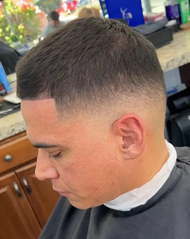Low fade crew cut by Mike Prosch, Palm Springs barber