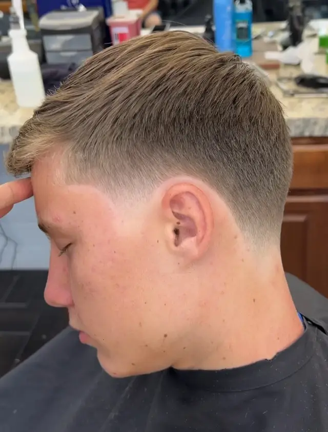 Textured crop with low taper by Mike Prosch, Palm Springs barber